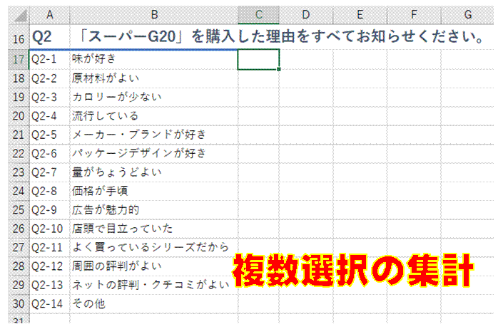 複数選択のアンケートの結果を集計したい