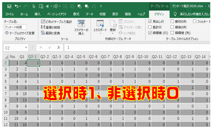 複数選択のアンケートの結果を集計したい